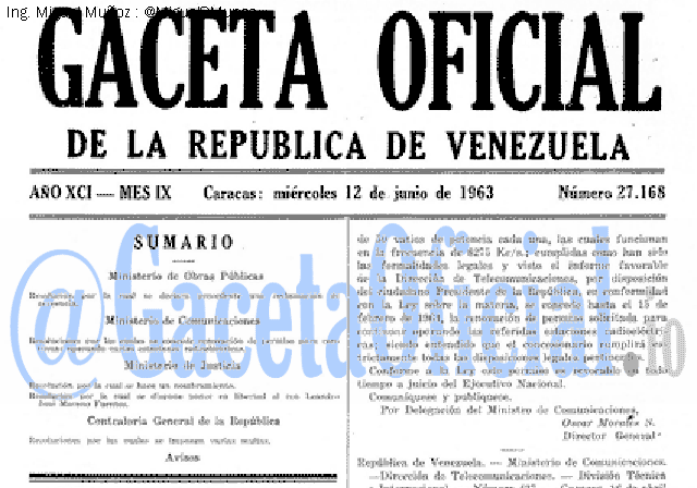 Gaceta Oficial 27168 del 12 Junio 1963