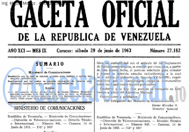 Gaceta Oficial 27182 del 29 Junio 1963
