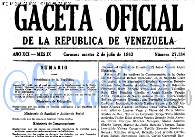 Gaceta Oficial 27184 del 2 Julio 1963