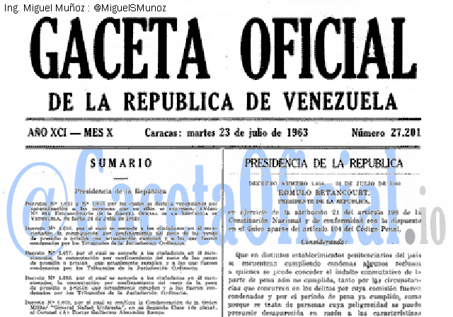 Gaceta Oficial 27201 del 23 Julio 1963