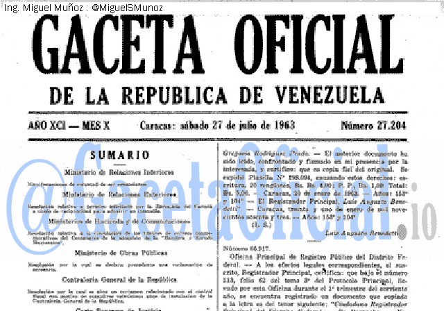 Gaceta Oficial 27204 del 27 Julio 1963