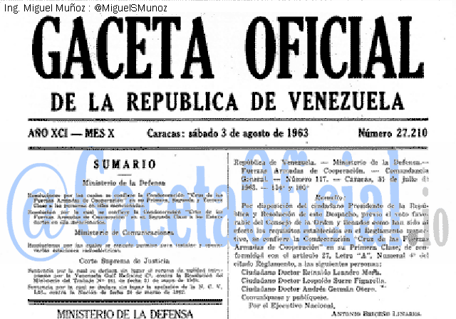 Gaceta Oficial 27210 del 3 Agosto 1963