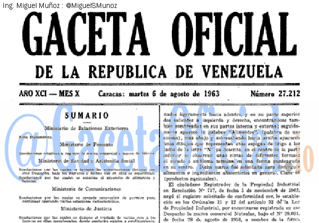 Gaceta Oficial 27212 del 6 Agosto 1963