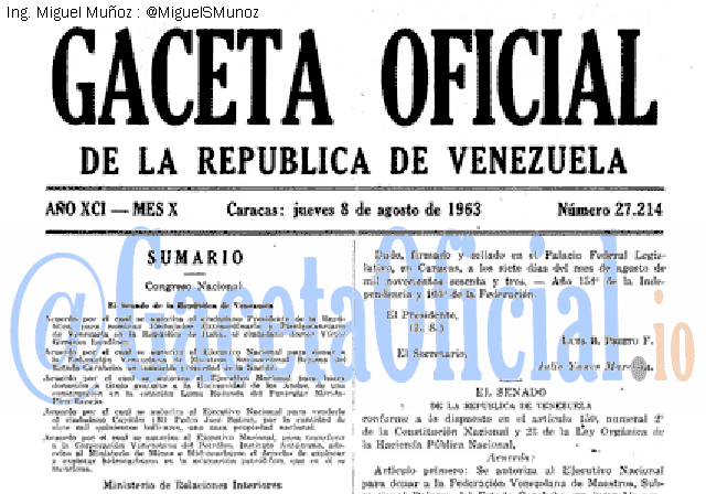 Gaceta Oficial 27214 del 8 Agosto 1963