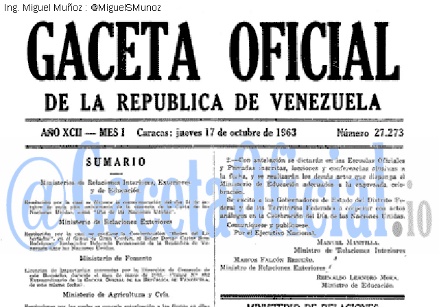 Gaceta Oficial 27273 del 17 Octubre 1963