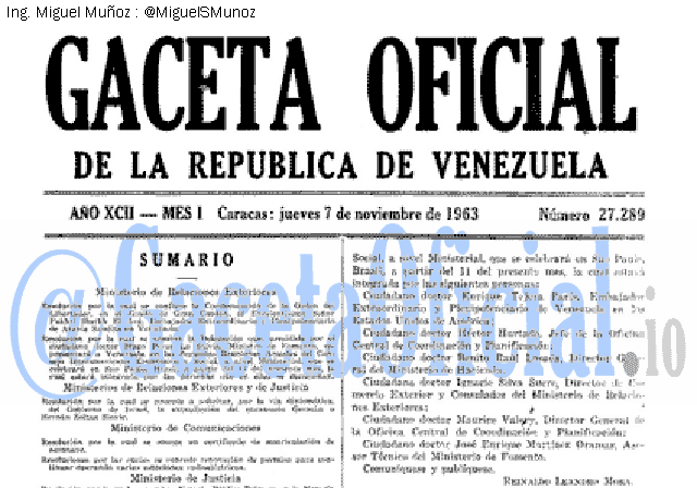 Gaceta Oficial 27289 del 7 Noviembre 1963