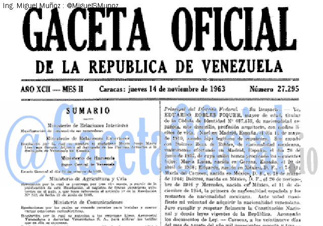 Gaceta Oficial 27295 del 14 Noviembre 1963