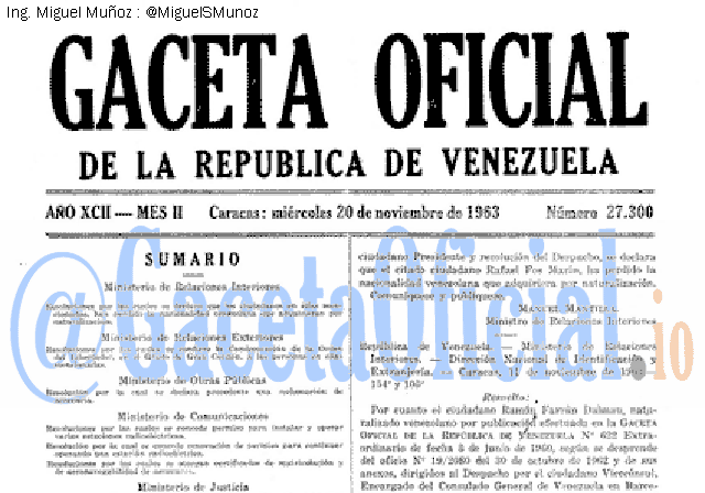 Gaceta Oficial 27300 del 20 Noviembre 1963