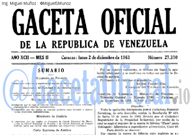 Gaceta Oficial 27310 del 2 Diciembre 1963