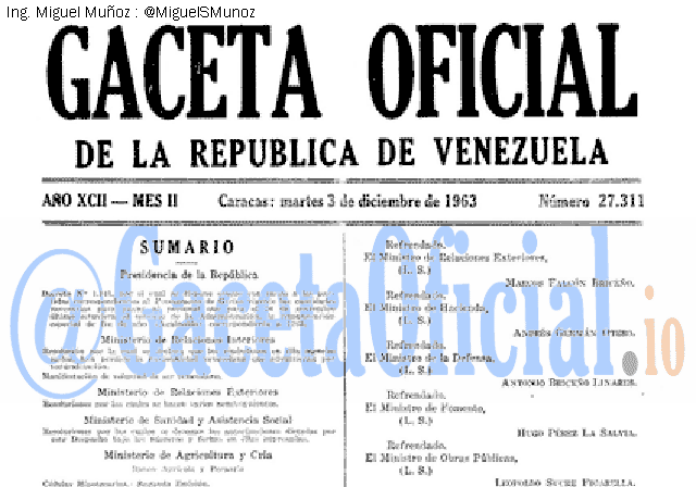 Gaceta Oficial 27311 del 3 Diciembre 1963