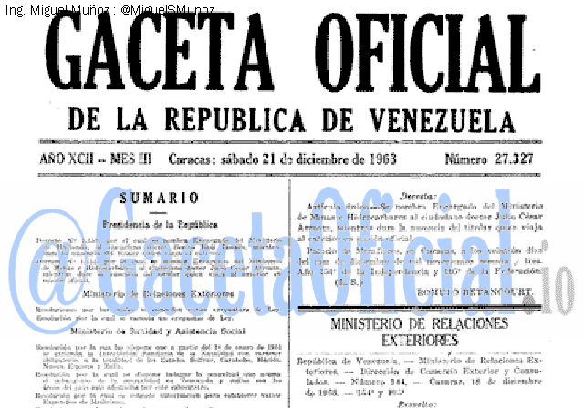 Gaceta Oficial 27327 del 21 Diciembre 1963