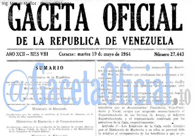 Gaceta Oficial 27443 del 19 Mayo 1964