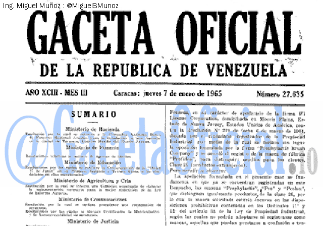 Gaceta Oficial 27635 del 7 Enero 1965