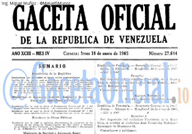Gaceta Oficial 27644 del 18 Enero 1965