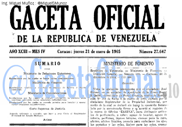 Gaceta Oficial 27647 del 21 Enero 1965