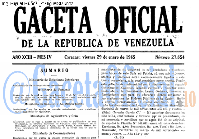 Gaceta Oficial 27654 del 29 Enero 1965