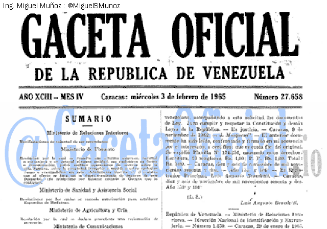 Gaceta Oficial 27658 del 3 Febrero 1965