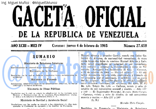 Gaceta Oficial 27659 del 4 Febrero 1965