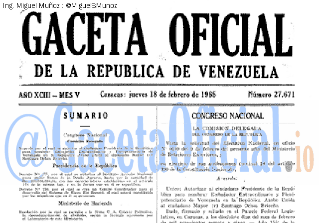 Gaceta Oficial 27671 del 18 Febrero 1965