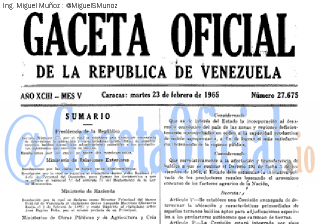Gaceta Oficial 27675 del 23 Febrero 1965