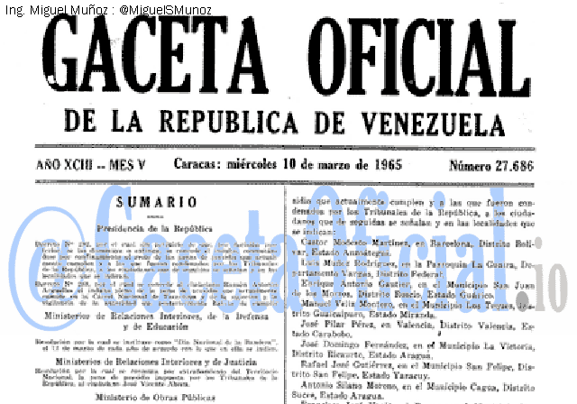 Gaceta Oficial 27686 del 10 Marzo 1965