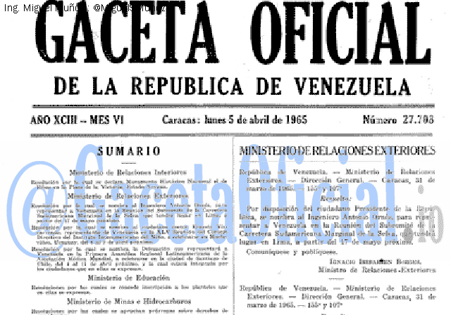 Gaceta Oficial 27708 del 5 Abril 1965
