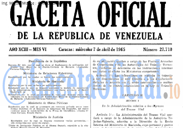 Gaceta Oficial 27710 del 7 Abril 1965