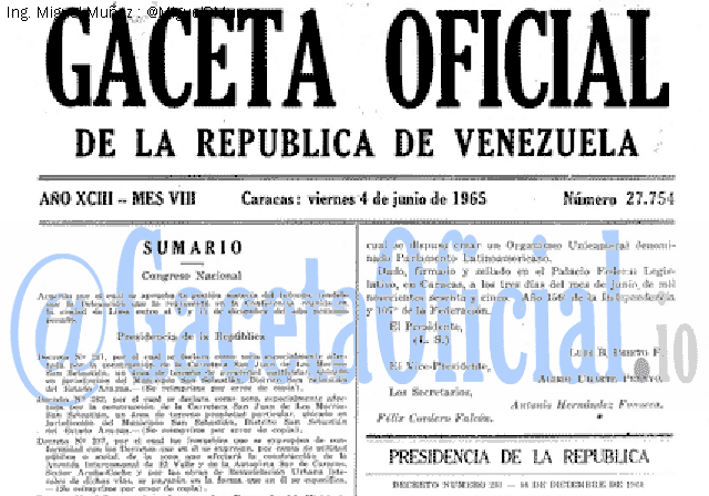 Gaceta Oficial 27754 del 4 Junio 1965