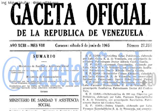 Gaceta Oficial 27755 del 5 Junio 1965