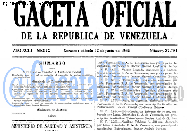 Gaceta Oficial 27761 del 12 Junio 1965