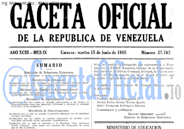 Gaceta Oficial 27763 del 15 Junio 1965