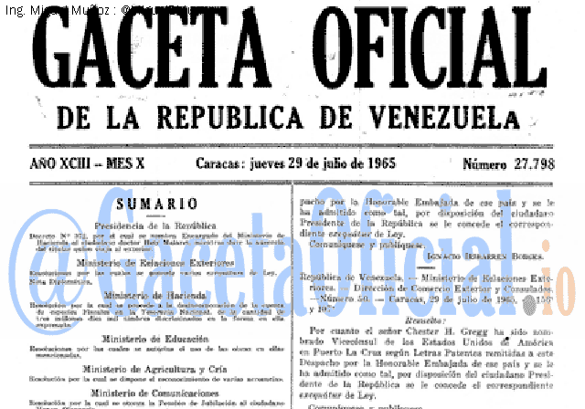 Gaceta Oficial 27798 del 29 Julio 1965