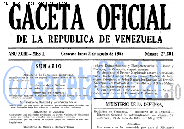 Gaceta Oficial 27801 del 2 Agosto 1965