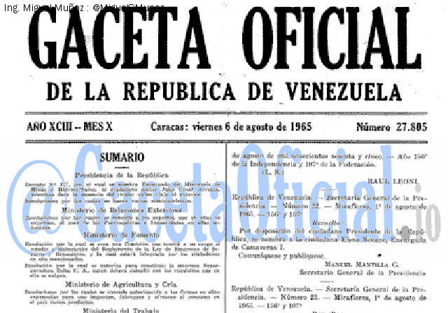Gaceta Oficial 27805 del 6 Agosto 1965