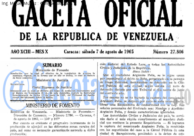 Gaceta Oficial 27806 del 7 Agosto 1965