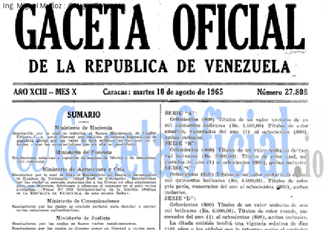 Gaceta Oficial 27808 del 10 Agosto 1965