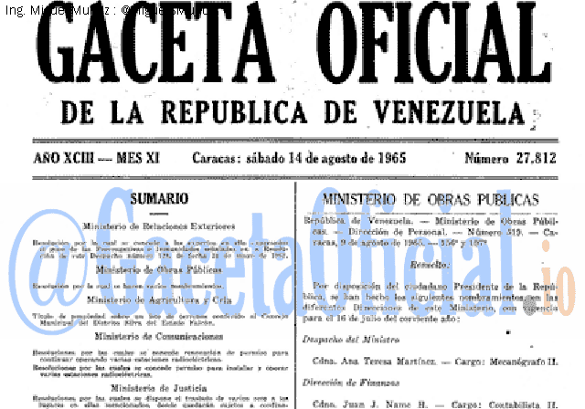 Gaceta Oficial 27812 del 14 Agosto 1965