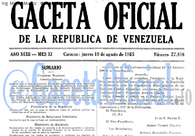 Gaceta Oficial 27816 del 19 Agosto 1965