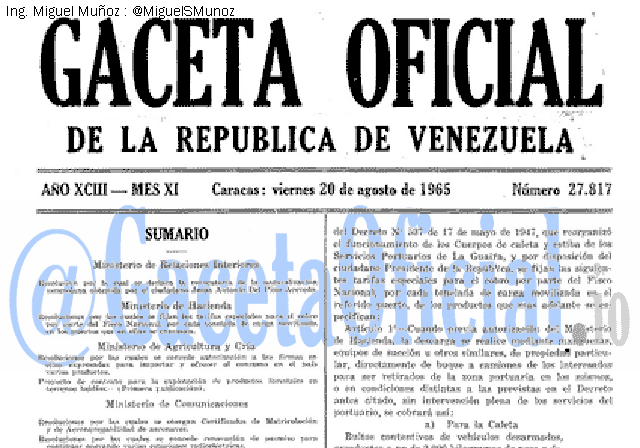 Gaceta Oficial 27817 del 20 Agosto 1965