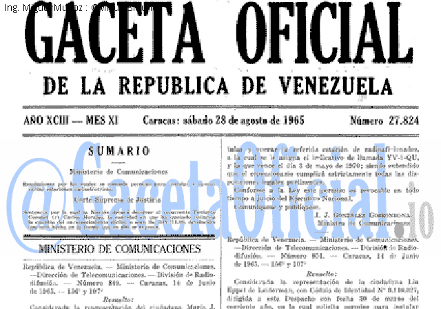 Gaceta Oficial 27824 del 28 Agosto 1965