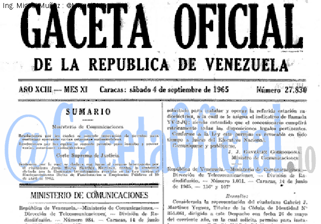 Gaceta Oficial 27830 del 4 Septiembre 1965