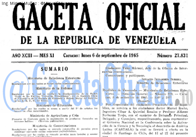 Gaceta Oficial 27831 del 6 Septiembre 1965