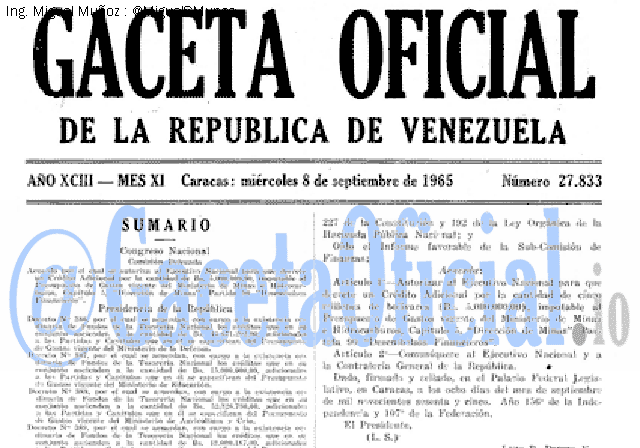 Gaceta Oficial 27833 del 8 Septiembre 1965