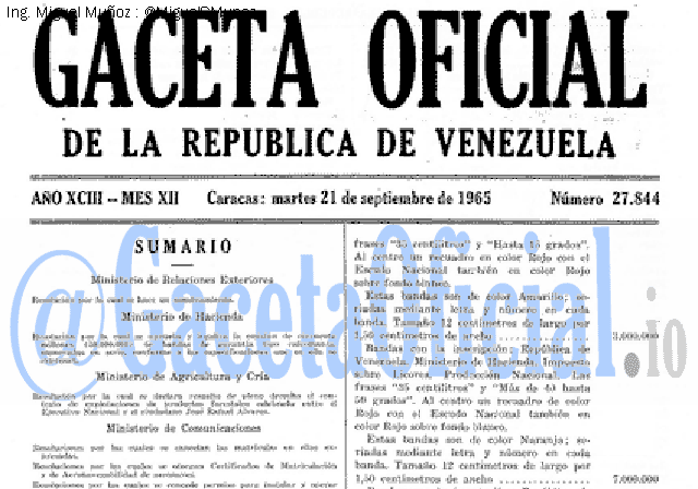 Gaceta Oficial 27844 del 21 Septiembre 1965