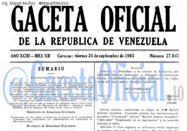 Gaceta Oficial 27847 del 24 Septiembre 1965