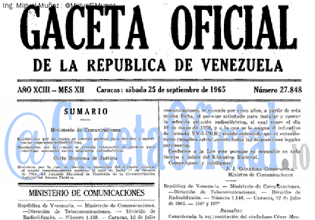 Gaceta Oficial 27848 del 25 Septiembre 1965