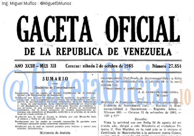 Gaceta Oficial 27854 del 2 Octubre 1965