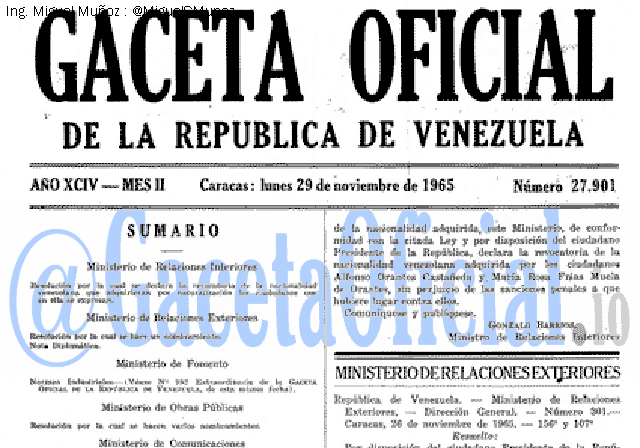 Gaceta Oficial 27901 del 29 Noviembre 1965