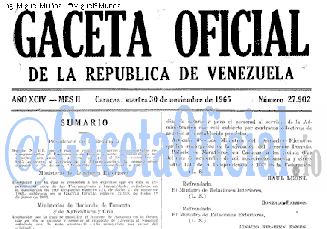 Gaceta Oficial 27902 del 30 Noviembre 1965