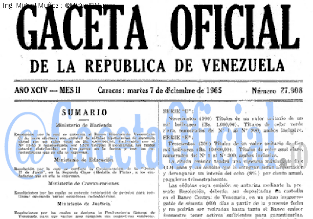 Gaceta Oficial 27908 del 7 Diciembre 1965